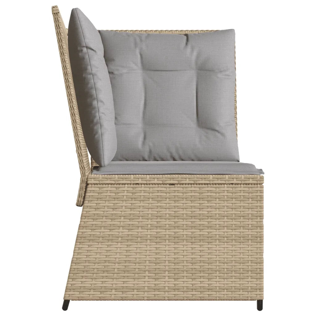 Divano Angolare da Giardino con Cuscini-Sofa da Giardino-Divanetto da esterno Beige in Polyrattan 600654