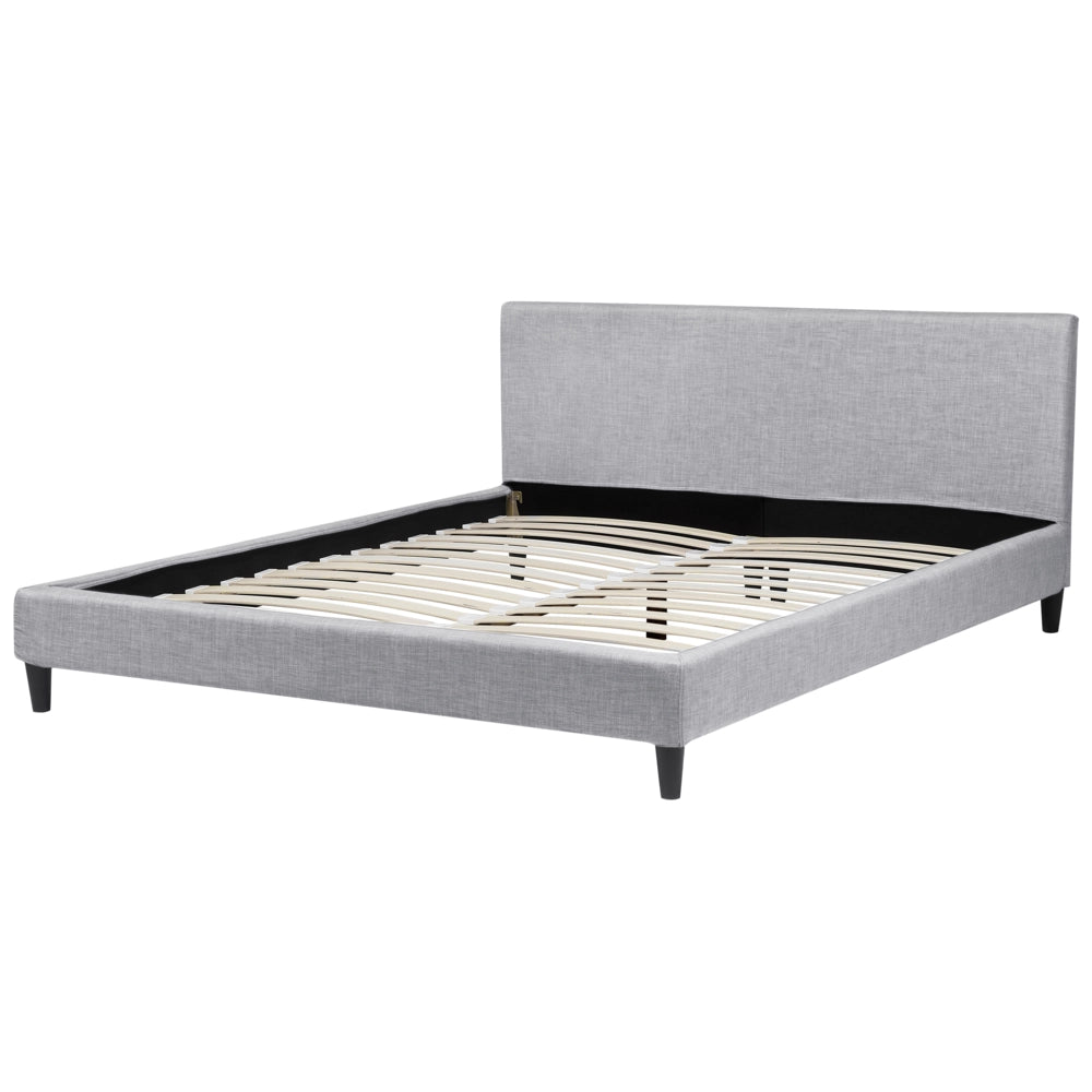 Letto 180 x 200 cm con rete a doghe in tessuto grigio con LED bianco contemporaneo