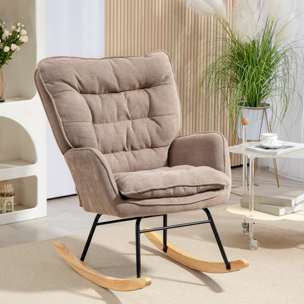 Poltrona Dondolo ¨C Zephmum ¨C Legno di Faggio, Marrone