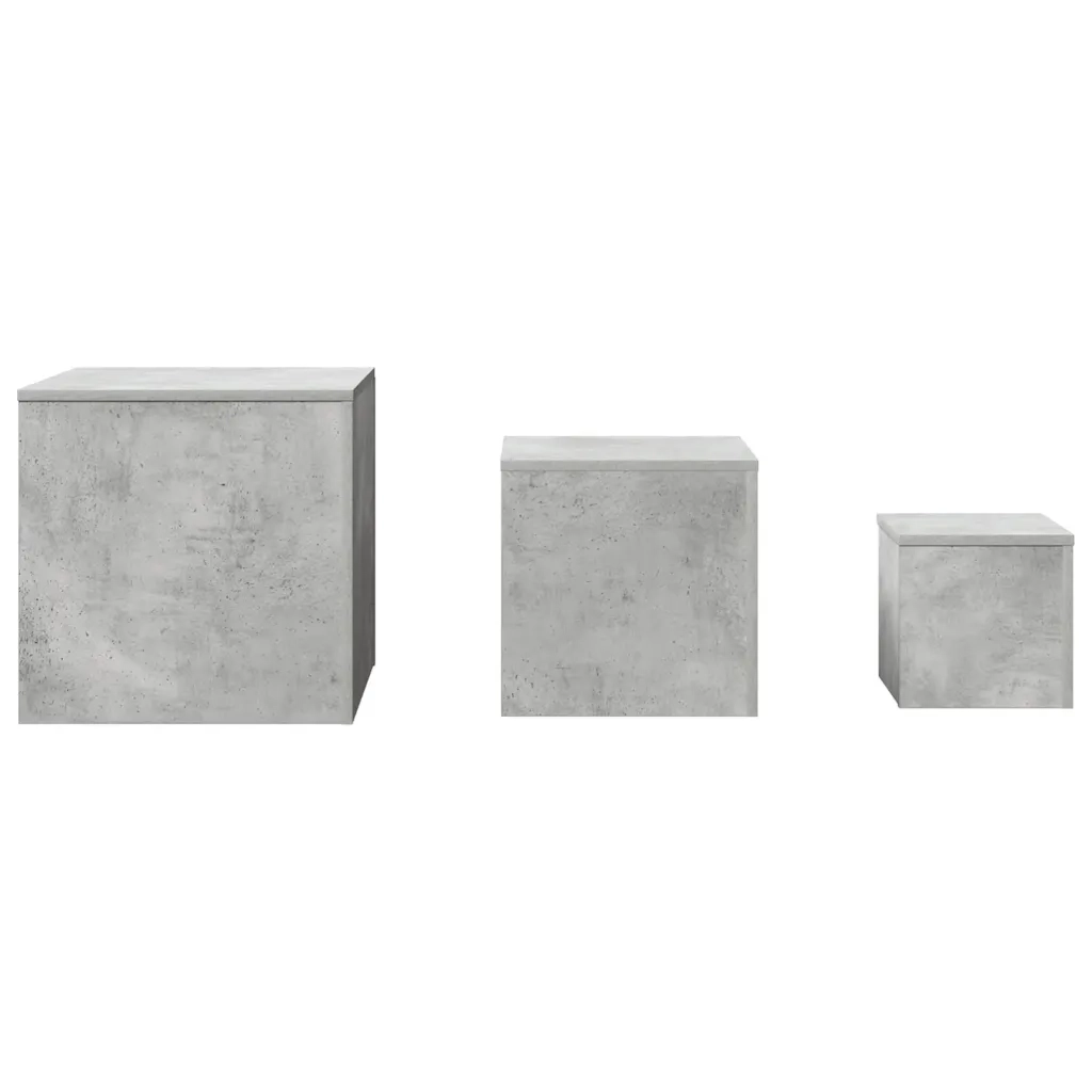 Tavolini 3 pz Grigio Cemento in Truciolato 808589