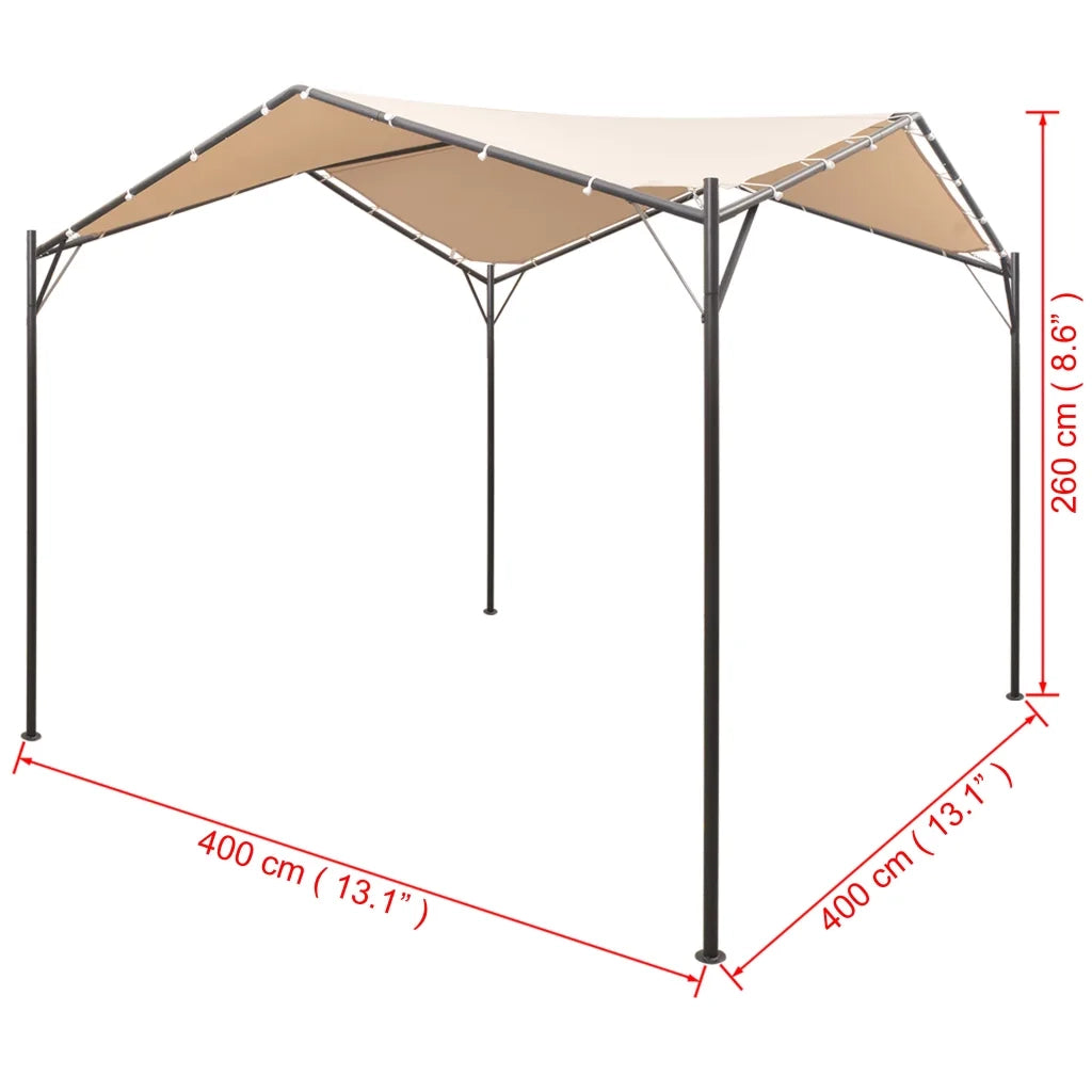 Gazebo Padiglione Tenda Tettoia-Tenda da giardino 4x4 m in Acciaio Beige