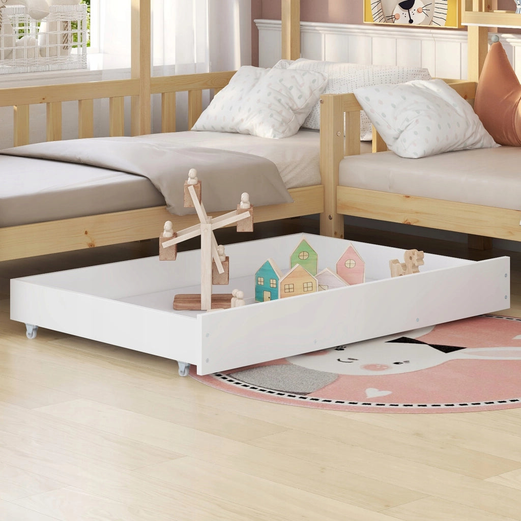 Letto per bambini con cassetti e ripiani - Xylo - 90x200+140x70 - Naturale
