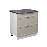 Mobiletto base per cucina Fame-Line GrigioBeige/Bianco 80 cm con 3 cassetti, PL Antracite Vicco