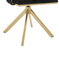 Set da 2 Sedie Girevoli a 180° con Supporto Lombare Ergonomico e Rivestimento Effetto Velluto, 56x50x70 cm, Nero