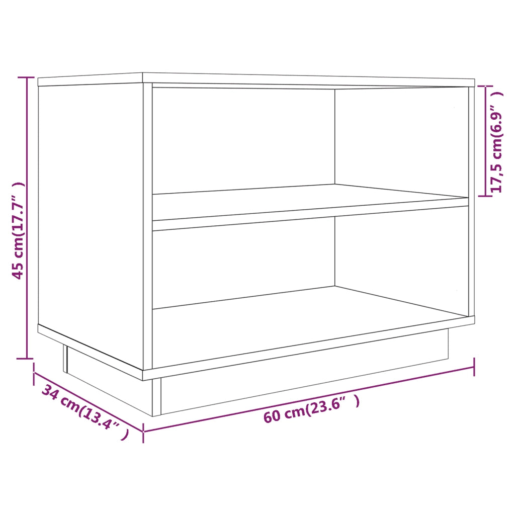 Scarpiera-Scaffale per scarpe Nera 60x34x45 cm in Legno Massello di Pino