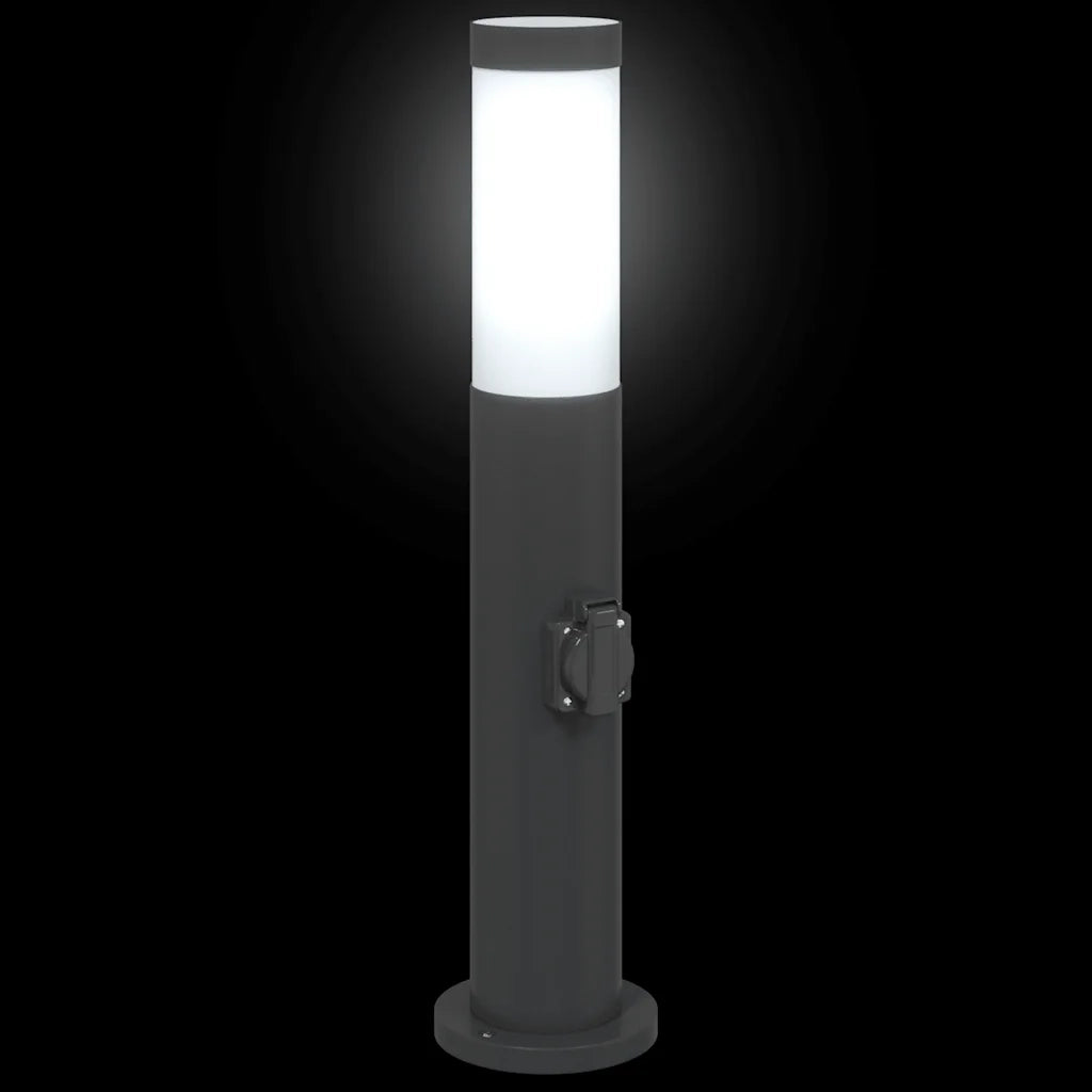 Lampada a paletto con presa elettrica 50 cm Acciaio Inox IP44 4006035