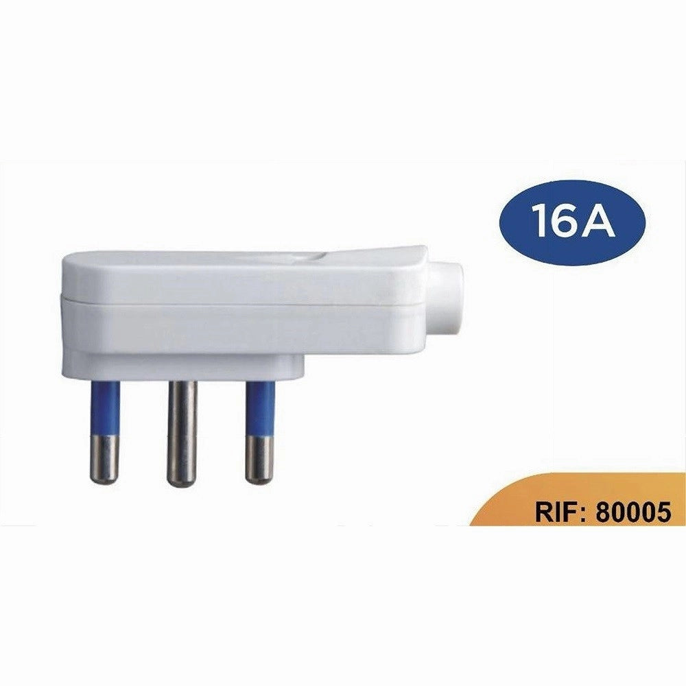 Trade Shop - Spina Piatta Elettrica Salvaspazio Laterale 2p+t 16a 25v Max 1500w Bianco 80005 -