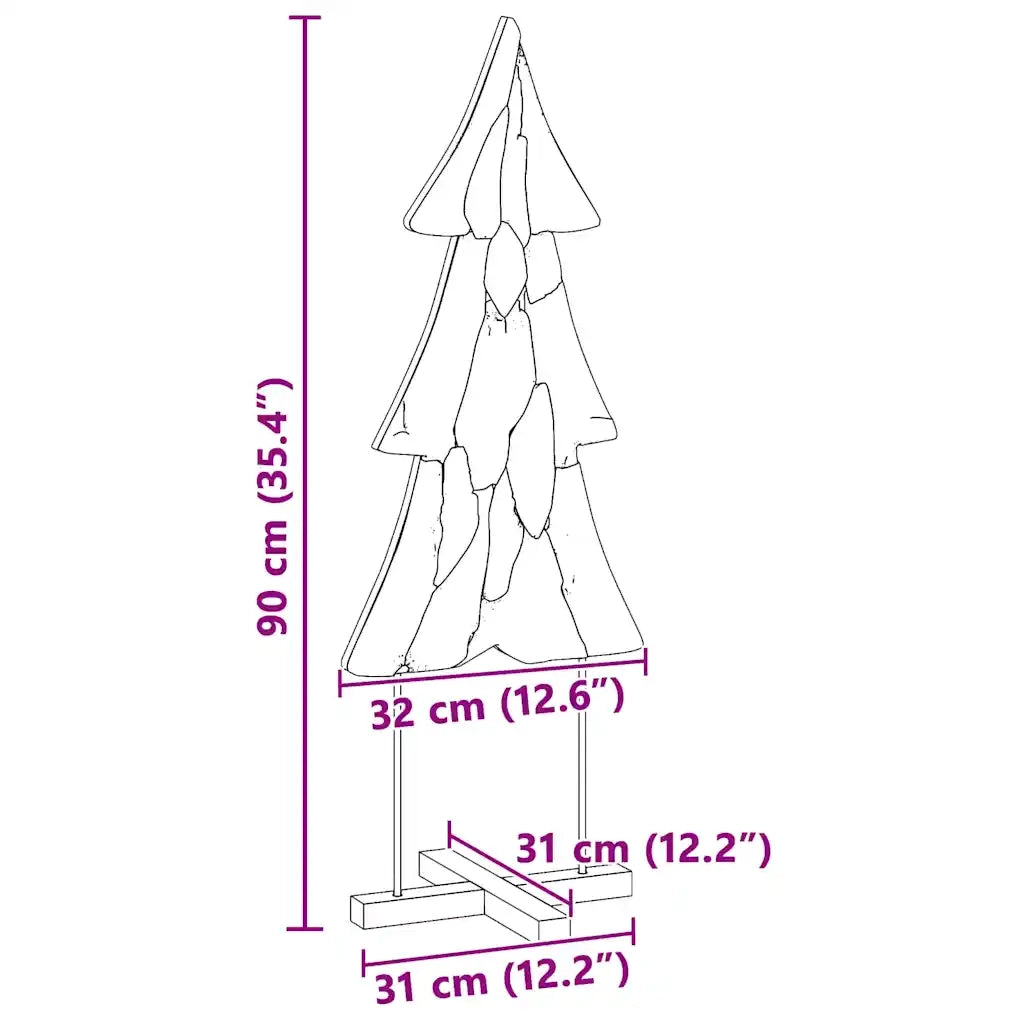 Albero di Natale | Decorazioni natalizie Marrone 90 cm Legno massello di teak