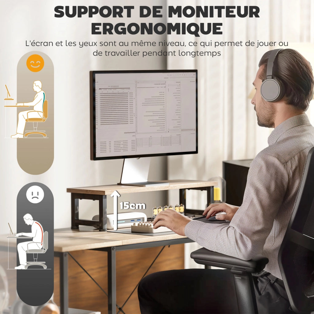 Scrivania Angolare Modulabile 168-240 cm ¨C Xylo ¨C Legno Rovere, Ripiani Regolabili, Supporto Monitor