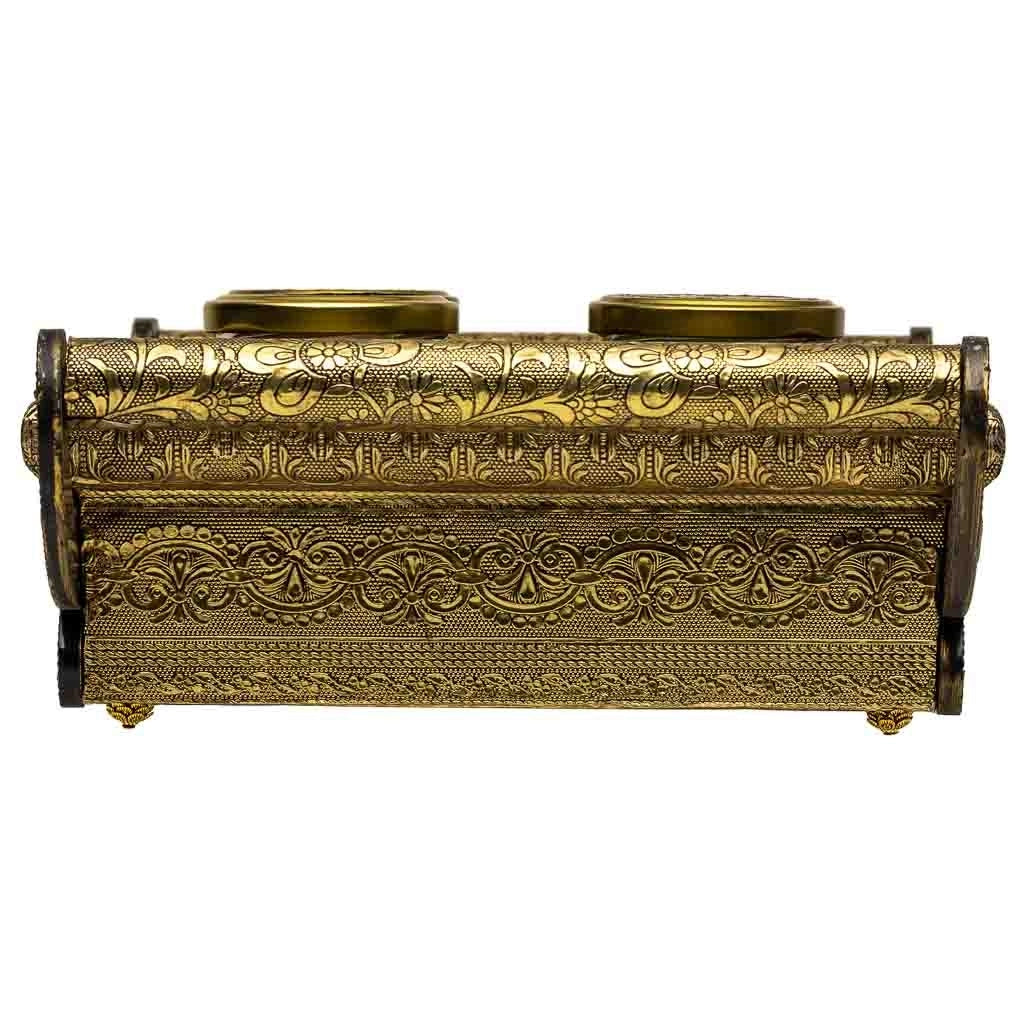 Vassoio in metallo goffrato oro 33x27,5x7h