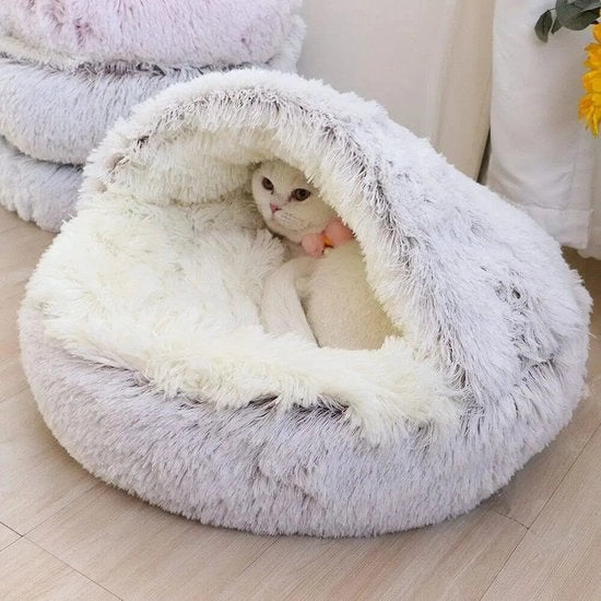 Letto Plush con Cuscino - Culla per Gatti e Cani - Nido Caldo per Piccoli Animali da Compagnia - 40x40cm