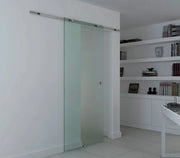 Porta scorrevole in vetro satinato con binario in alluminio e vetro di sicurezza 8 mm