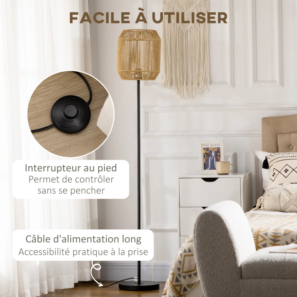 Lampada da terra ¨C Xylo ¨C abat-jour corda carta naturale E27 ?26x164H cm