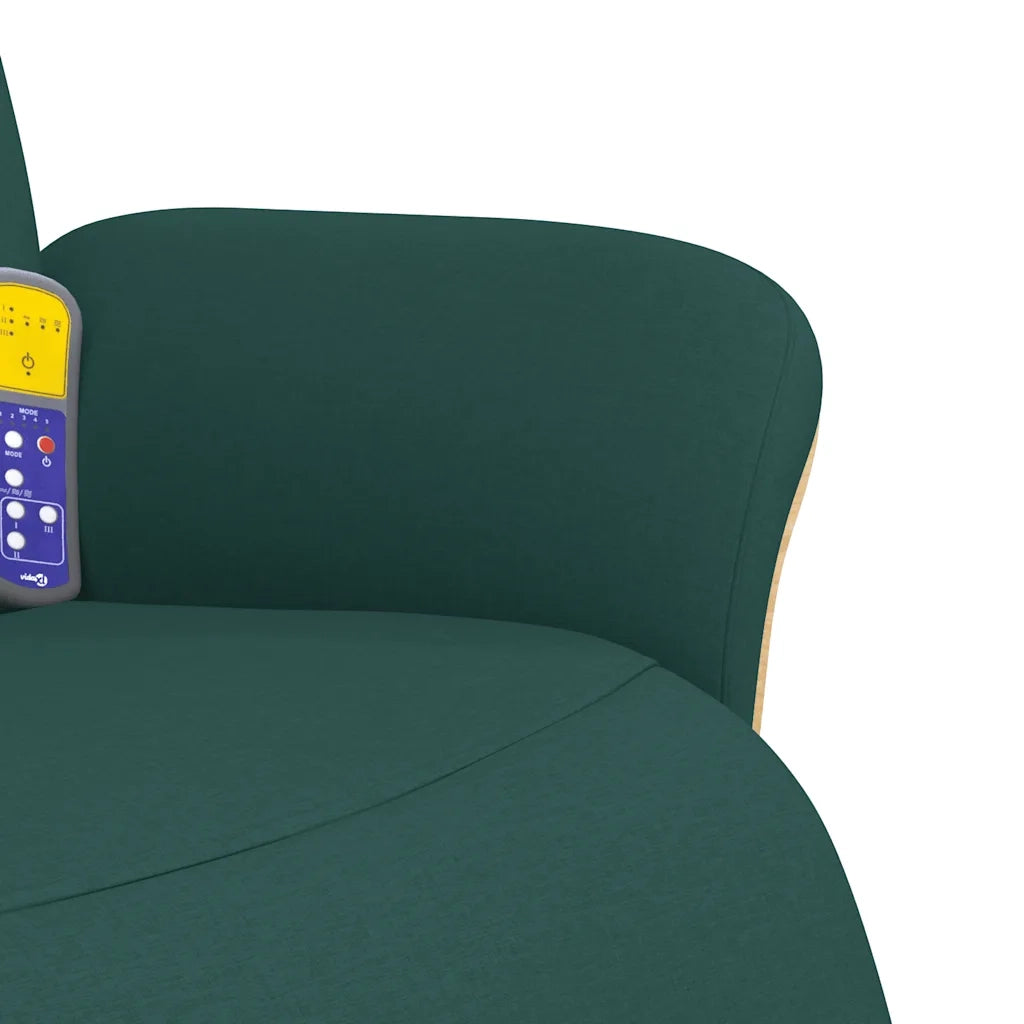 Divano Sedia-Poltrona Reclinabile Massaggio Poggiapiedi Verde Scuro Tessuto 517403