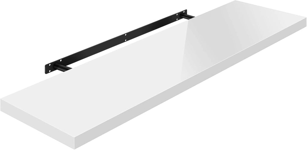Mensola da Muro Scaffale Sospeso da Parete Libreria Piccola per Soggiorno Cameretta Porta CD DVD, Pannello MDF 100x22,9x3,8cm, Bianco, RG9482ws