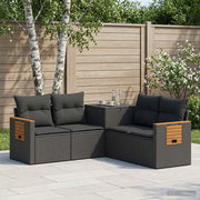 Set di divani 5 pz Nero Rattan sintetico e Acciaio 3447945