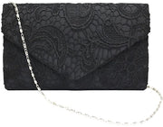 Borsa a Manica per Donna con Cinturino in Pizzo, 1 Pezzo, Borsa a Manica con Fiori in Pizzo, Borsa a Manica, Borsa a Manica con Cinturino, Borsa per la Sera, Nero, 22*13*5 cm