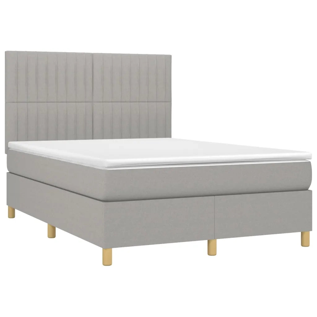 Letto a Molle Materasso e LED Grigio Chiaro 140x200 cm Tessuto 3135597