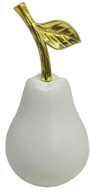 Decorazione Casa Ufficio Pera in Ceramica Bianca Opaco e Oro 27 cm
