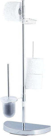 Set di accessori per la toilette universali - contenitore per carta igienica e contenitore per spazzola 360° girevole - finitura cromata