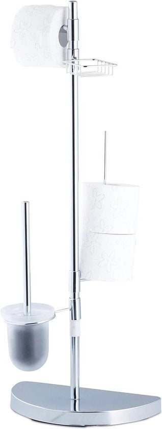 Set di accessori per la toilette universali - contenitore per carta igienica e contenitore per spazzola 360° girevole - finitura cromata