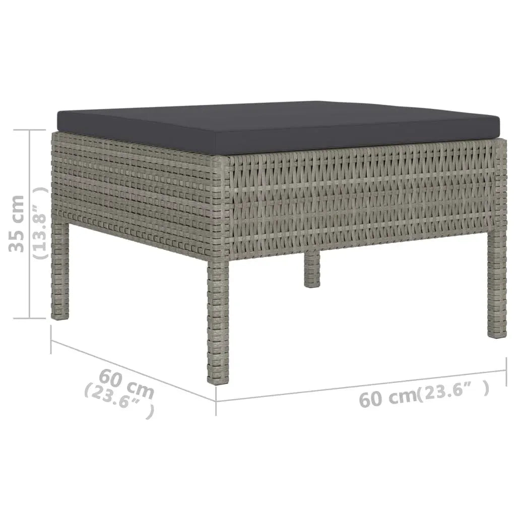 Set Divani da Giardino 6 pz | Set Salotto da Giardino con Cuscini in Polyrattan Grigio