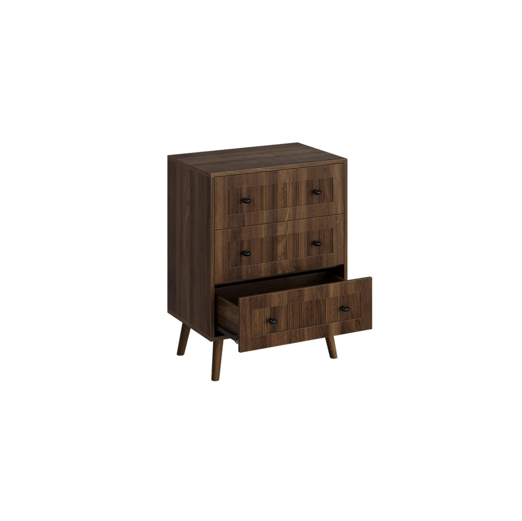 Cassettiera 60x40x79 cm con 3 cassetti; struttura stabile in MDF; noce