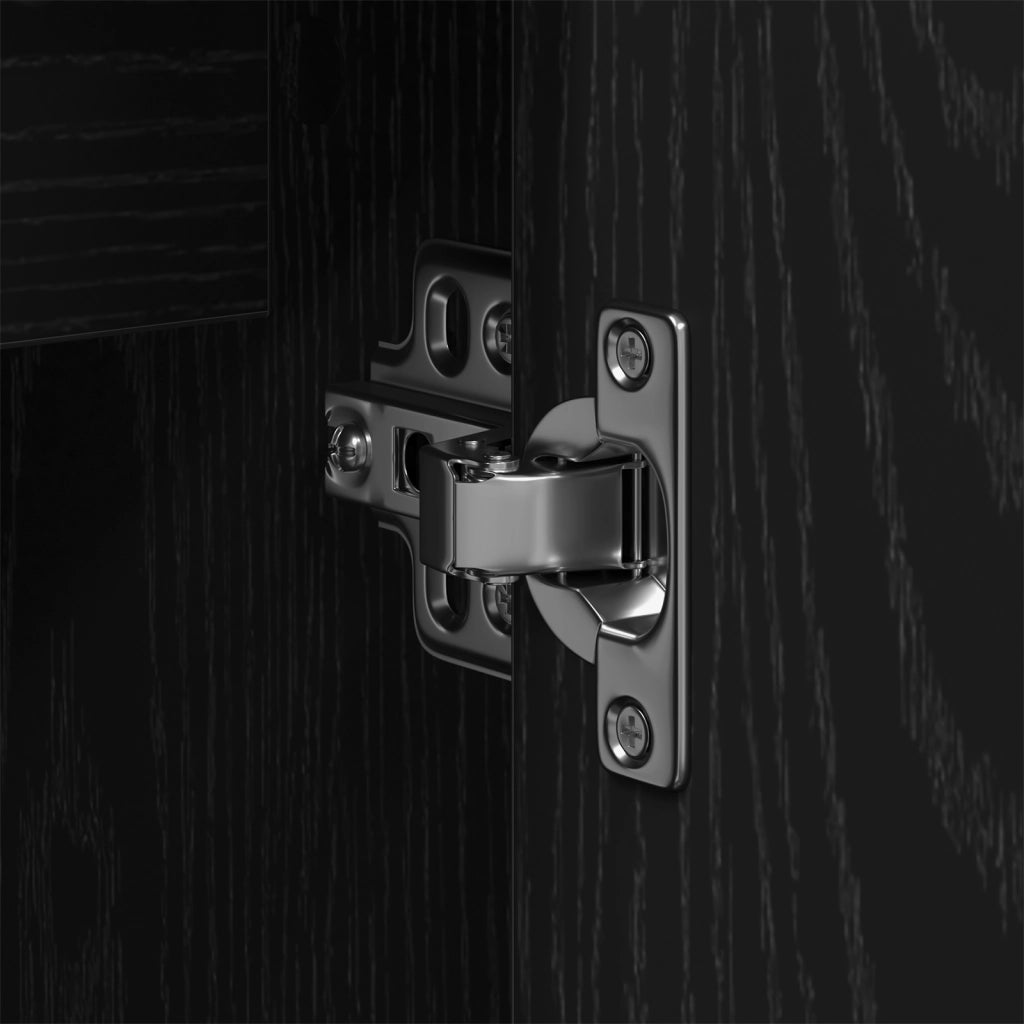 Set di mobili da bagno a 2 pezzi in legno ingegnerizzato nero e rovere