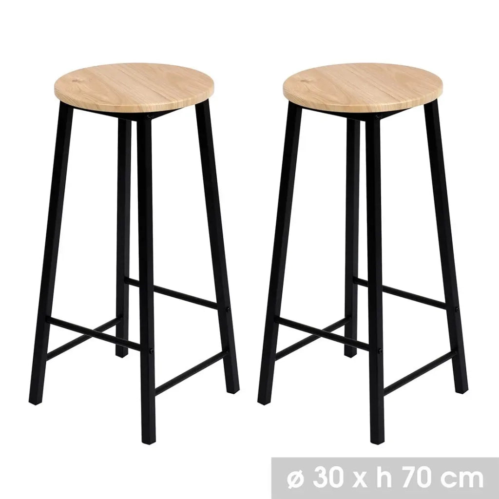 Set di 2 sgabelli da bar DARYL colore rovere e nero con struttura in metallo