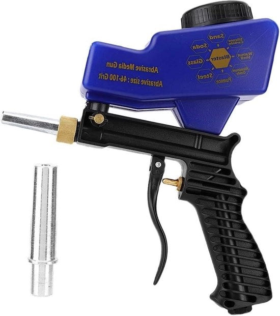 Strumento a spruzzo di sabbia a pressione per protezione anticorrosione portatile - blu - rimuove macchie di ruggine.