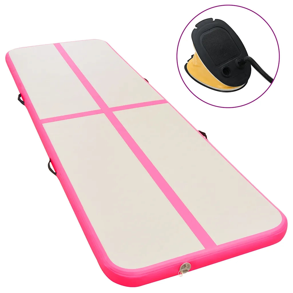 Tappetino Ginnastica Gonfiabile con Pompa 700x100x10cm PVC Rosa 91924