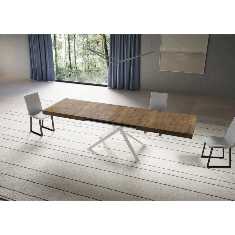 Tavolo allungabile 200/460x90 cm Niket telaio Bianche - Noce