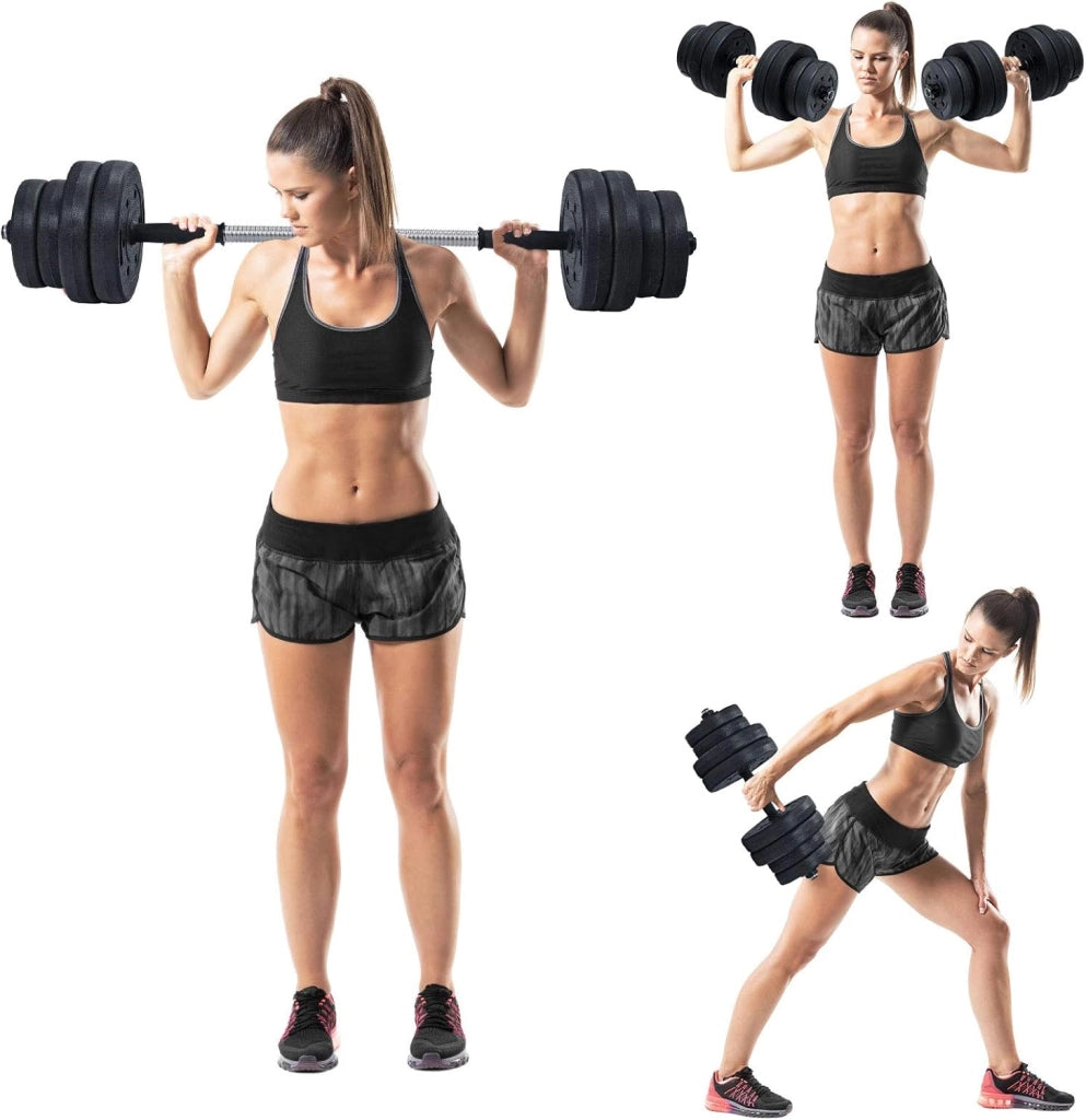 Manubri Palestra 30 kg, Set Pesi Palestra Casa 2 in 1, Manubri Regolabili con Tubo di Collegamento Multifunzione e Professionale per Uomini e Donne, Bilanciere Palestra per Fitness
