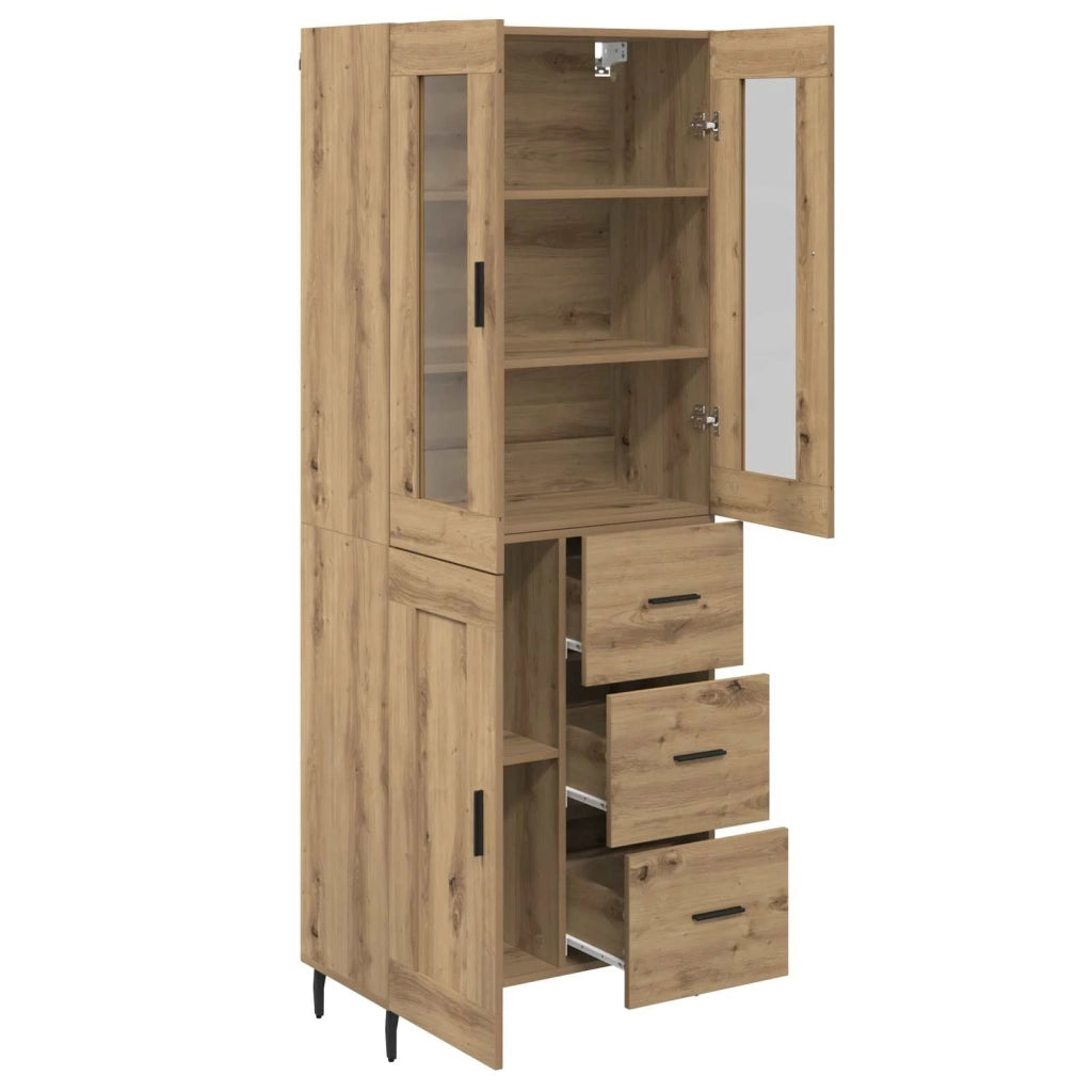 Credenza 2 pz-Set di 2 Buffet-Armadio da cucina Rovere artigianale Legno Stratificato e Vetro 318800