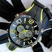 Trade Shop - Orologio Polso Zcc Uomo Analogico Digitale Dual Time Sveglia Sport Giallo Nero -