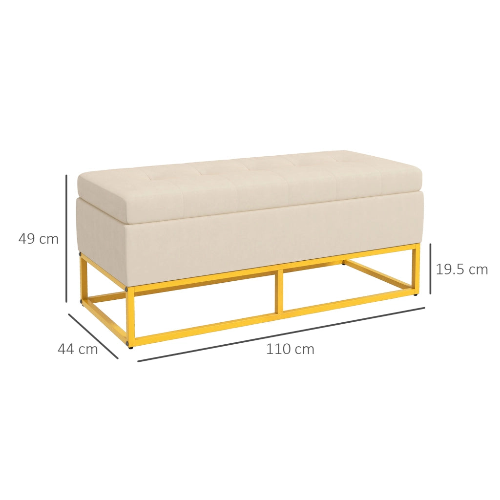 Panca Contenitore con Seduta Imbottita ¨C zephmum ¨C 110x44x49 cm, Beige