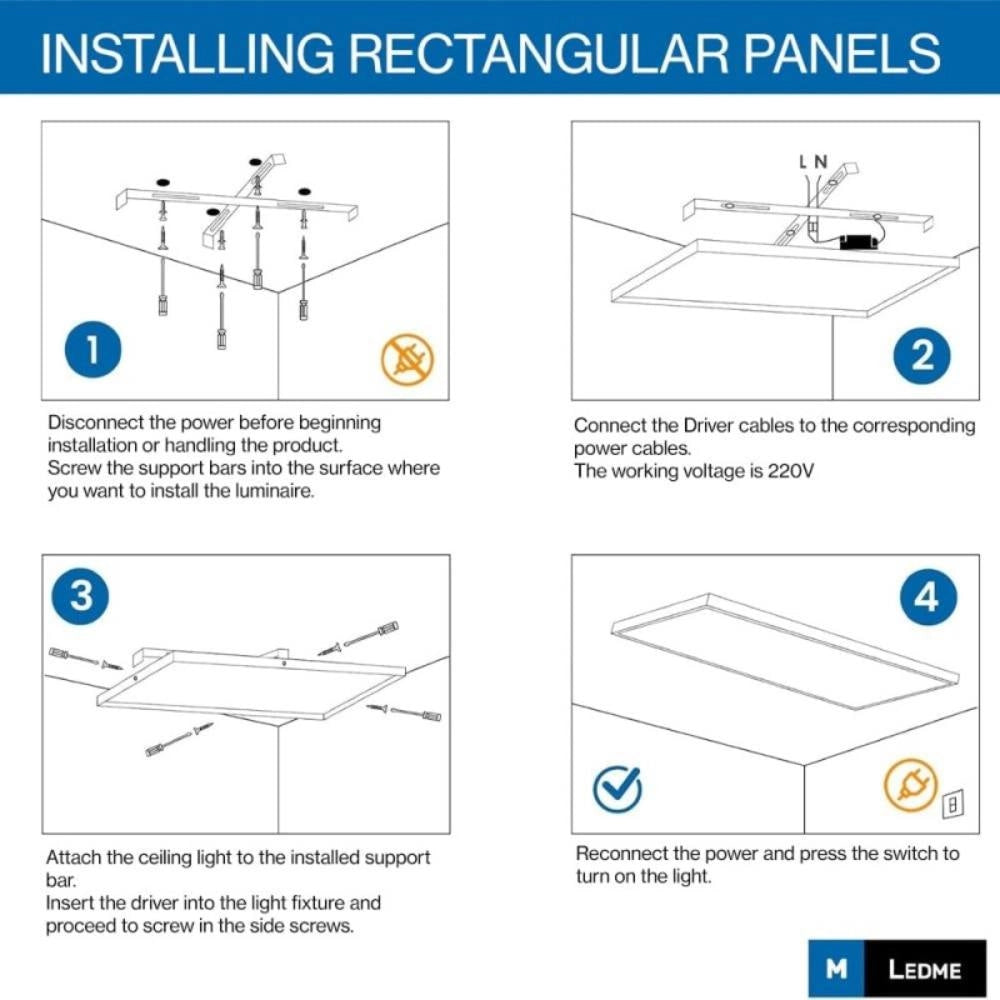 Pannello led rettangolare 120x30cm 40w 4000lm 3cct bianco serie home