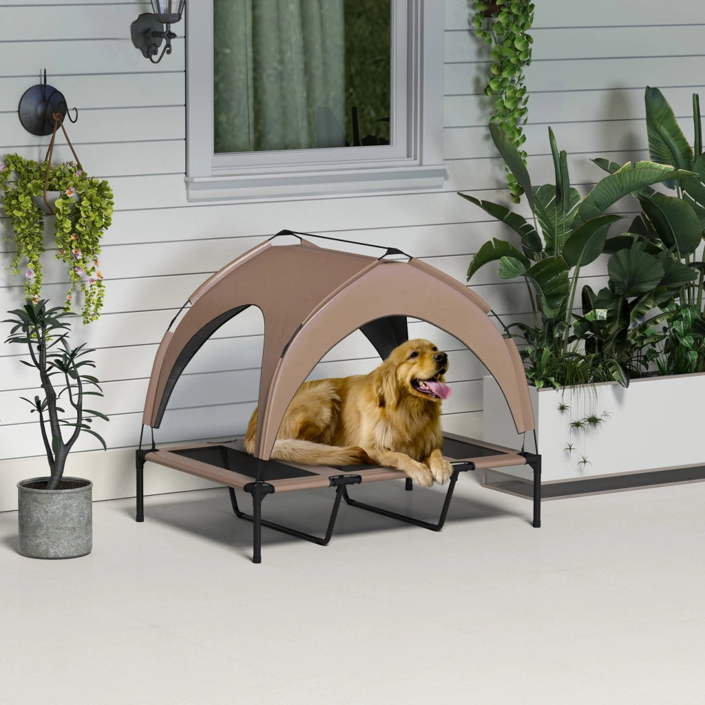 Brandina per cani e gatti rialzata con tettuccio anti-UV ¨C Xylo ¨C 106x76x94 cm caff¨¨