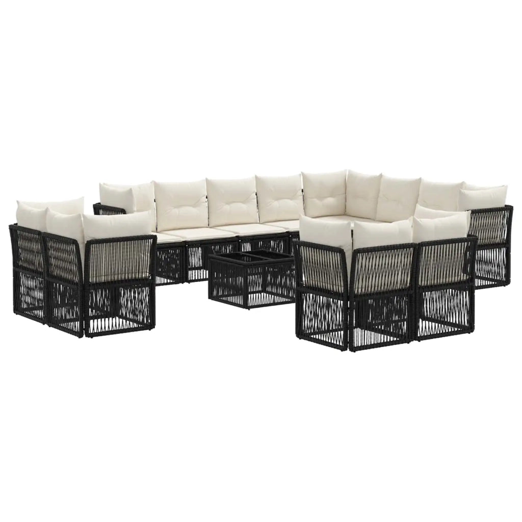 Set Divano da Giardino 13 pcs Nero polyrattan