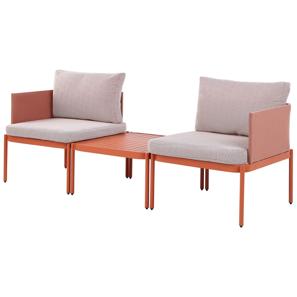 Set soggiorno giardino 2 posti in metallo robusto color arancio bianco esterno
