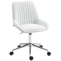 Mobiletto da ufficio su ruote in legno con 5 cassetti, maniglie incassate, 50 x 40 x 74,5 cm, bianco