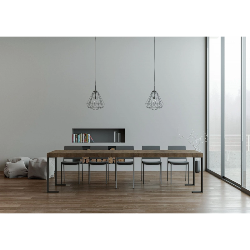 Consolle allungabile 90x40/300 cm Tecno Premium telaio Antracite - Noce