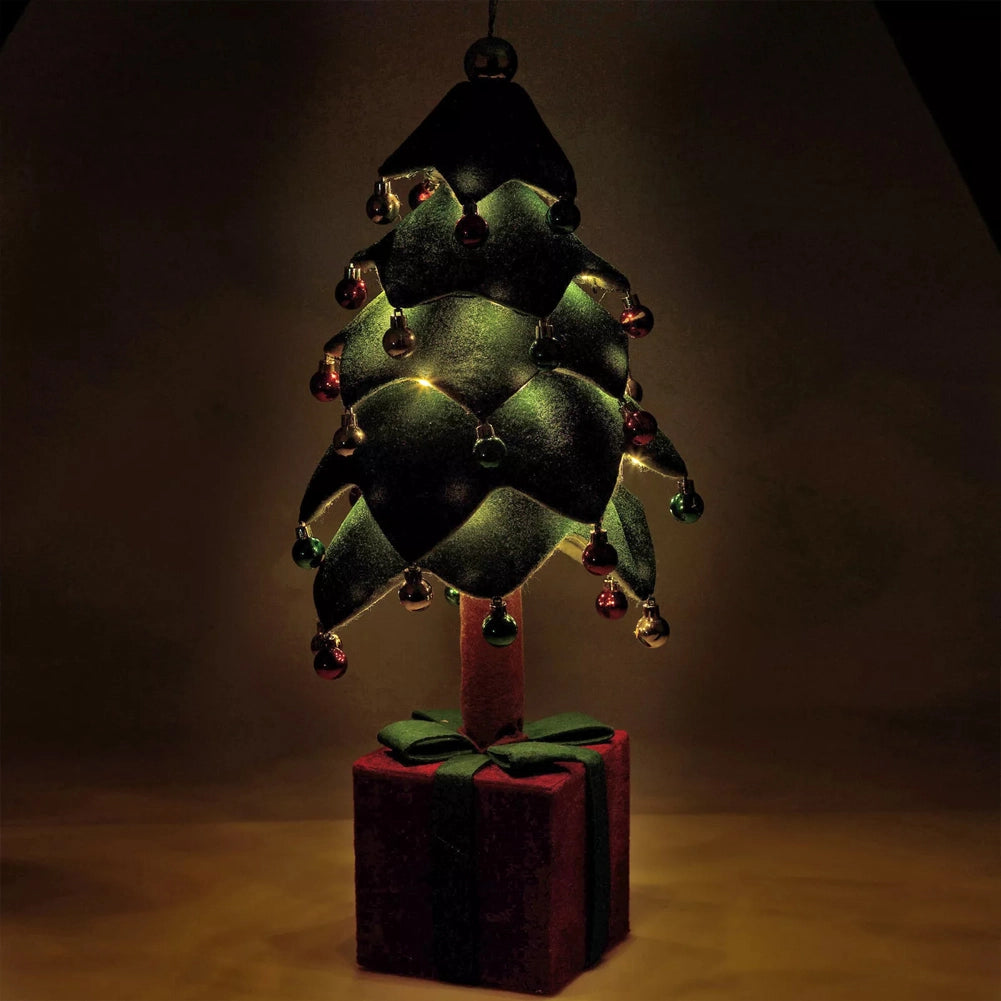 Albero di Natale Pieghevole 80 cm in Velluto Decoro Addobbo Vetrine Casa Negozi