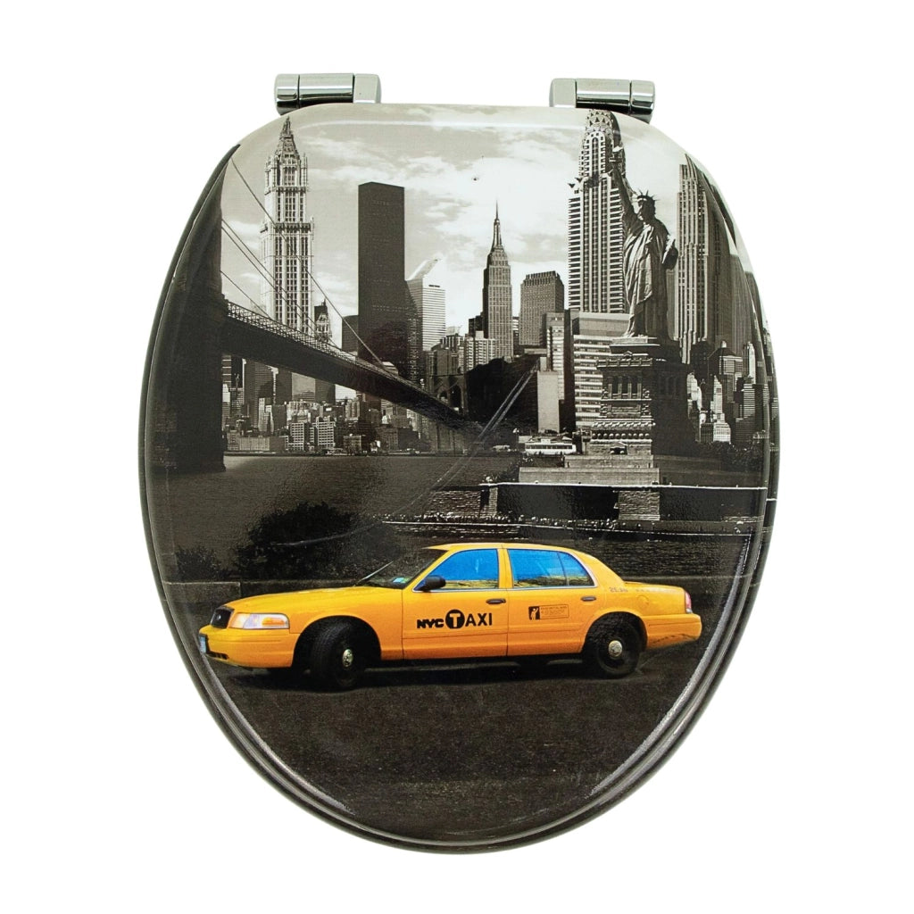 Sedile wc copri vater universale frizionato fantasia in mdf chiusura rallentata *** fantasia nyc, confezione 1