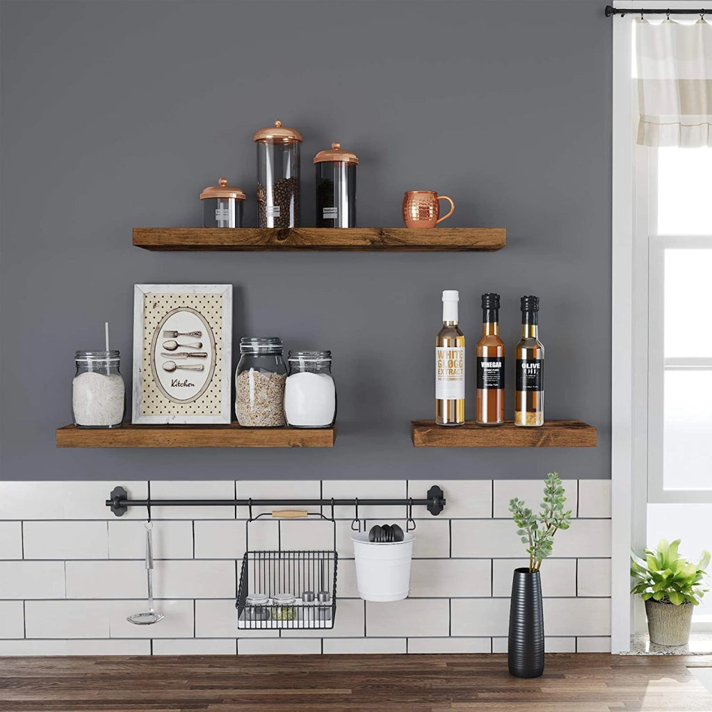 Valora SHELF 80CM Mensola da parete in MDF marrone rustico per soggiorno