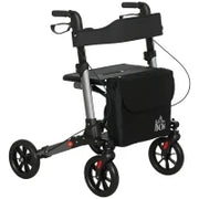Deambulatore Pieghevole in Allumino ad Altezza Regolabile con Borsa, 64x67x80-92 cm, Nero e Argento