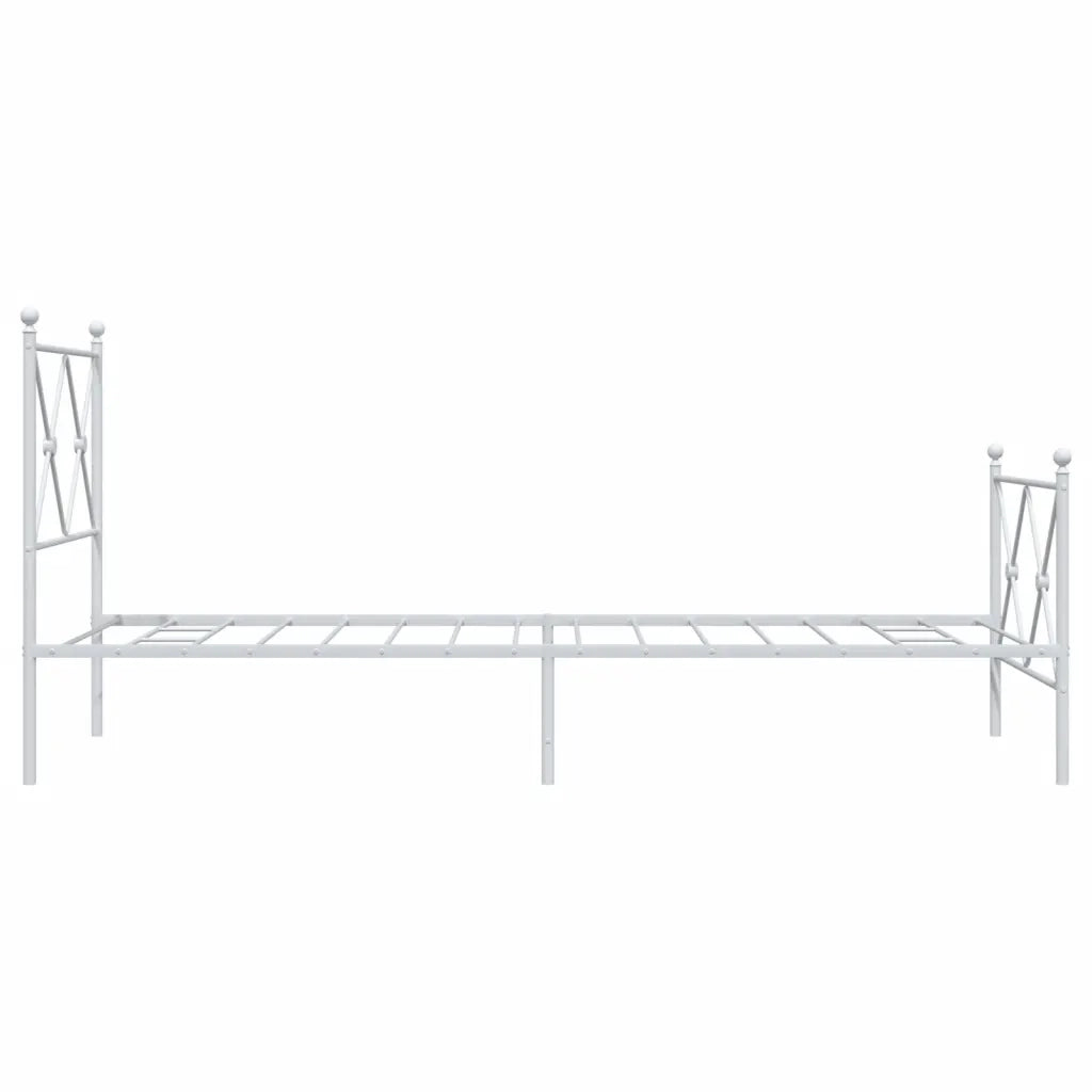 Letto singolo | Letto per adulti | Giroletto con Testiera e Pediera Metallo Bianco 80x200 cm