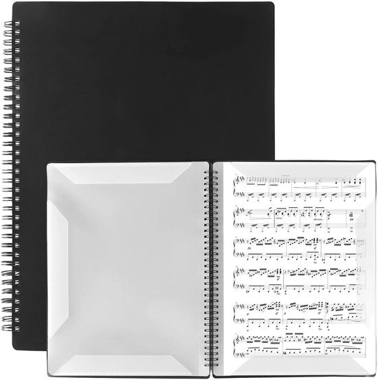 Set di presentazione musicale da 2 fogli A4 - 30 pagine/60 riquadri - impermeabile - resistentente in PP - legatura robusta a spirale
