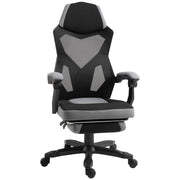 Poltrona da ufficio gaming reclinabile con poggiapiedi ¨C zephmum ¨C tessuto in mesh, grigio scuro, 58x63x112-122 cm