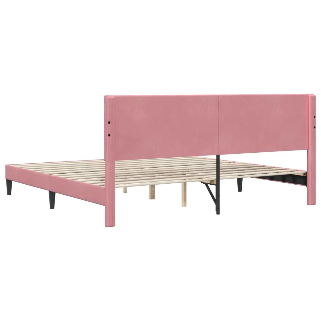 Struttura del letto con testiera Rosa 200 x 200 cm Velluto